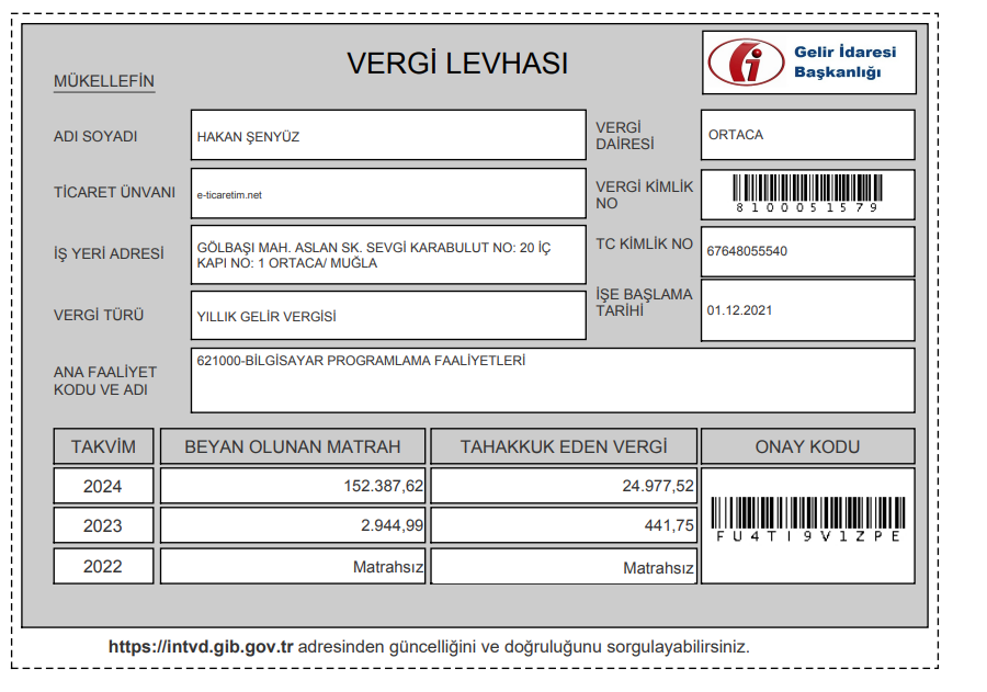 e-ticaretim.net vergi levhası